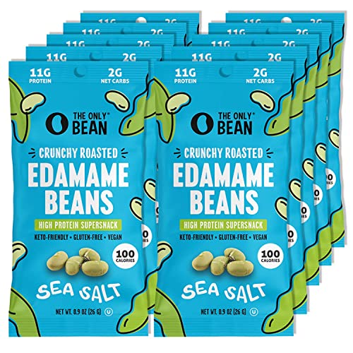 The Only Bean Crunchy Dry Roasted Edamame Snacks (Sea Salt), Healthy High Protein(11g) Keto Food, Low Carb Gluten Free Office Vegan Food 100 Calorie Snack Pack, 0.9oz 10 Pack - View 7