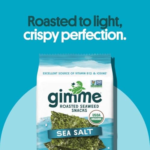 Gimme Seaweed Organic Premium Roasted Seaweed Snacks, Sea Salt, 6 Count, Keto, Vegan, Gluten-Free, Great Source of Omega3s and Iodine, Healthy On-The-Go Snack for Kids and Adults - View 4