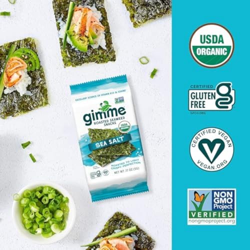 Gimme Seaweed Organic Premium Roasted Seaweed Snacks, Sea Salt, 6 Count, Keto, Vegan, Gluten-Free, Great Source of Omega3s and Iodine, Healthy On-The-Go Snack for Kids and Adults - View 5