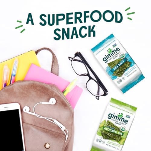 Gimme Seaweed Organic Premium Roasted Seaweed Snacks, Sea Salt, 6 Count, Keto, Vegan, Gluten-Free, Great Source of Omega3s and Iodine, Healthy On-The-Go Snack for Kids and Adults - View 8