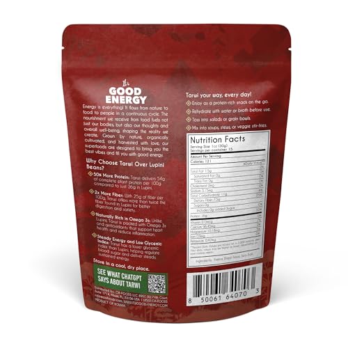 It's Good Energy Tarwi (Chocho) Freeze-Dried Beans – 54g Protein | Low Carb, High Fiber, Plant-Based Vegan Snack | Keto Friendly Superfood | 16oz Pouch - View 7